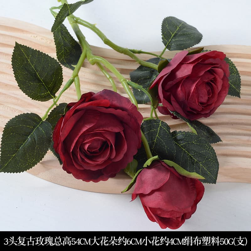 Red Wedding Artificial Flowers Burgundy Premium Faux Florals Home New Chinese Style Decoration Wholesale