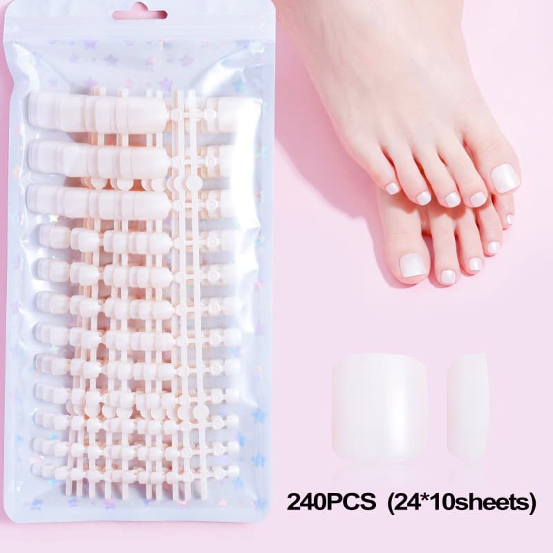 240 pieces bagged pearlescent white toenails, simple basic nail polishes, wearable nails wholesale