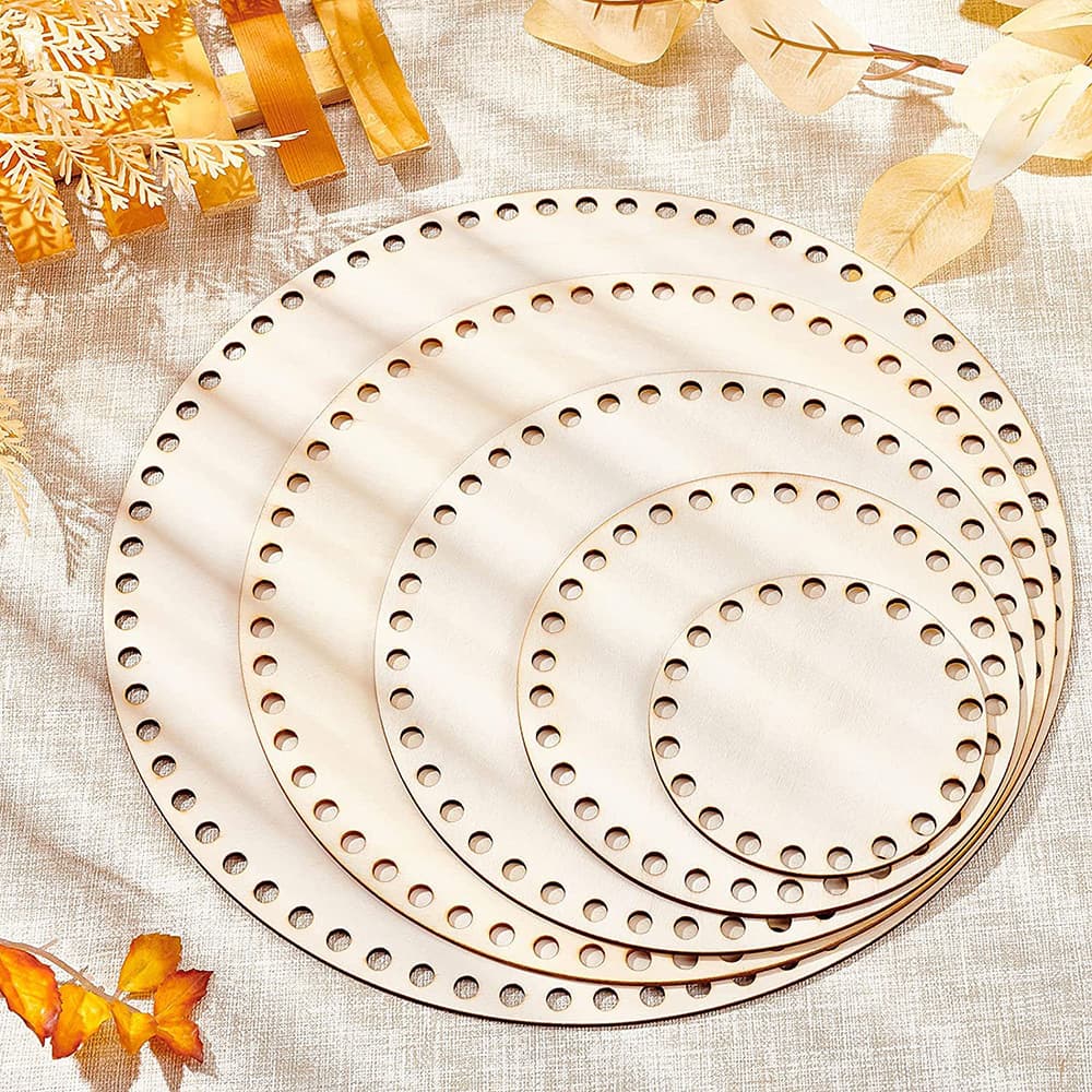 1pcs creative handmade round basket bottom DIY storage natural wooden bottom bag board crochet bag base