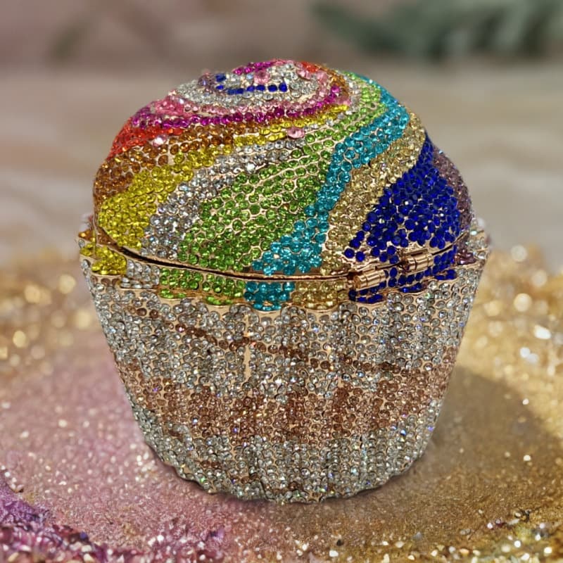 Cupcake clutch cross-border cake ice cream full diamond bag metal diamond dinner bag banquet clutch women's bag