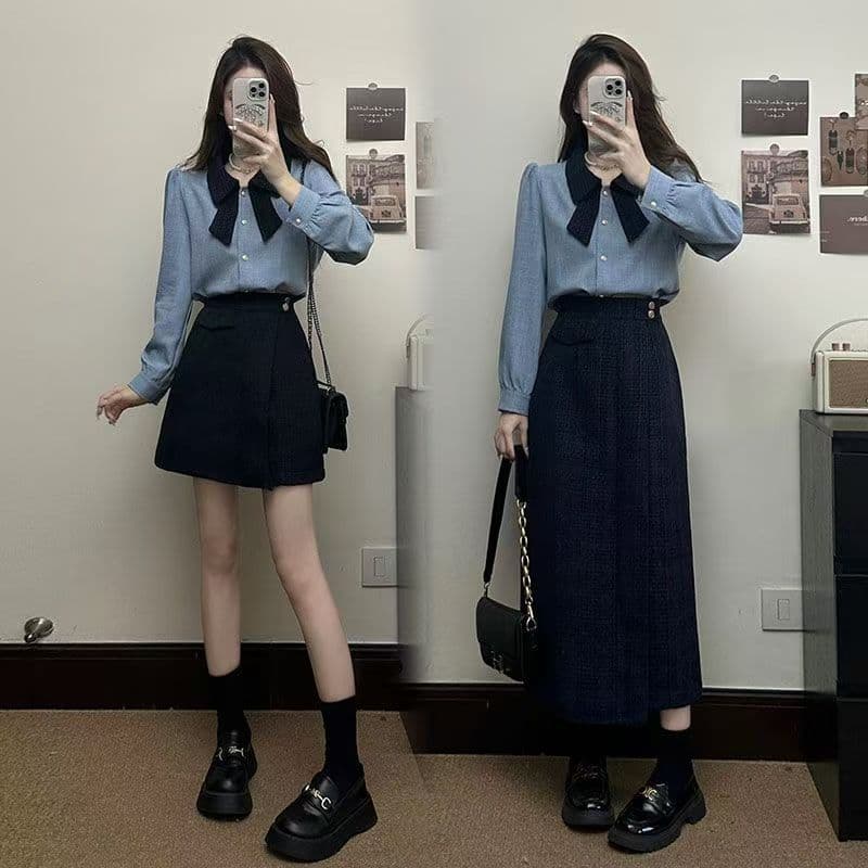 2025 Summer New Trendy Live Stream Outfit Designer Style Blouse and Skirt Two-Piece Set Plus Size Women