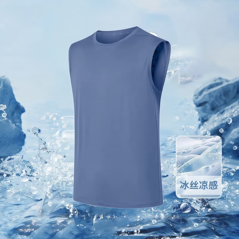Plus Size Ice Silk Quick-Dry Sleeveless T-Shirt for Men, Loose Vest for Running and Sports, Big and Tall
