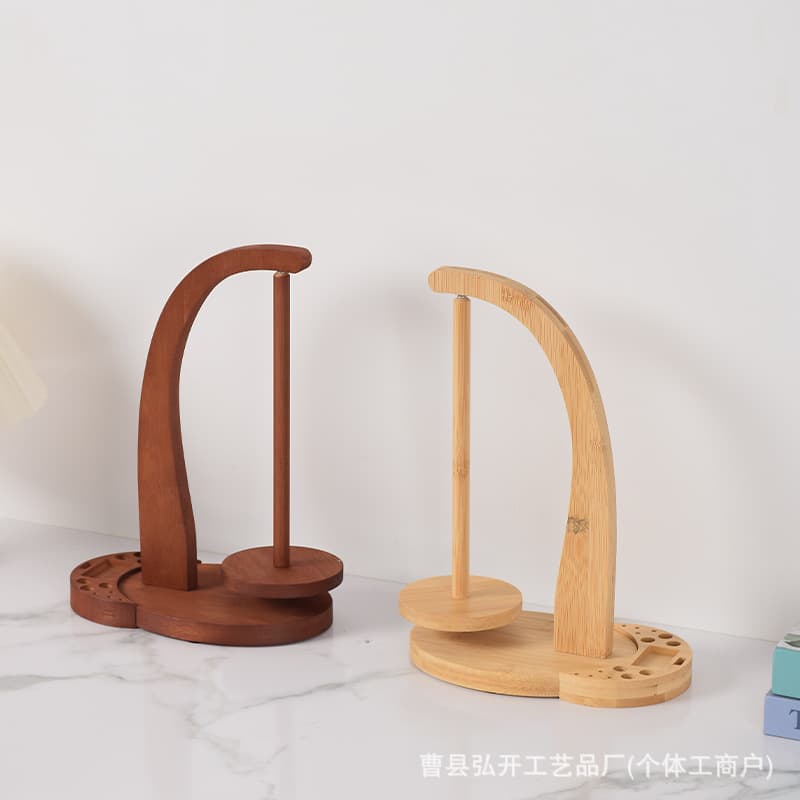 Spot wooden yarn rack crochet tool rotatable magnetic yarn rack solid wood round base spool rack