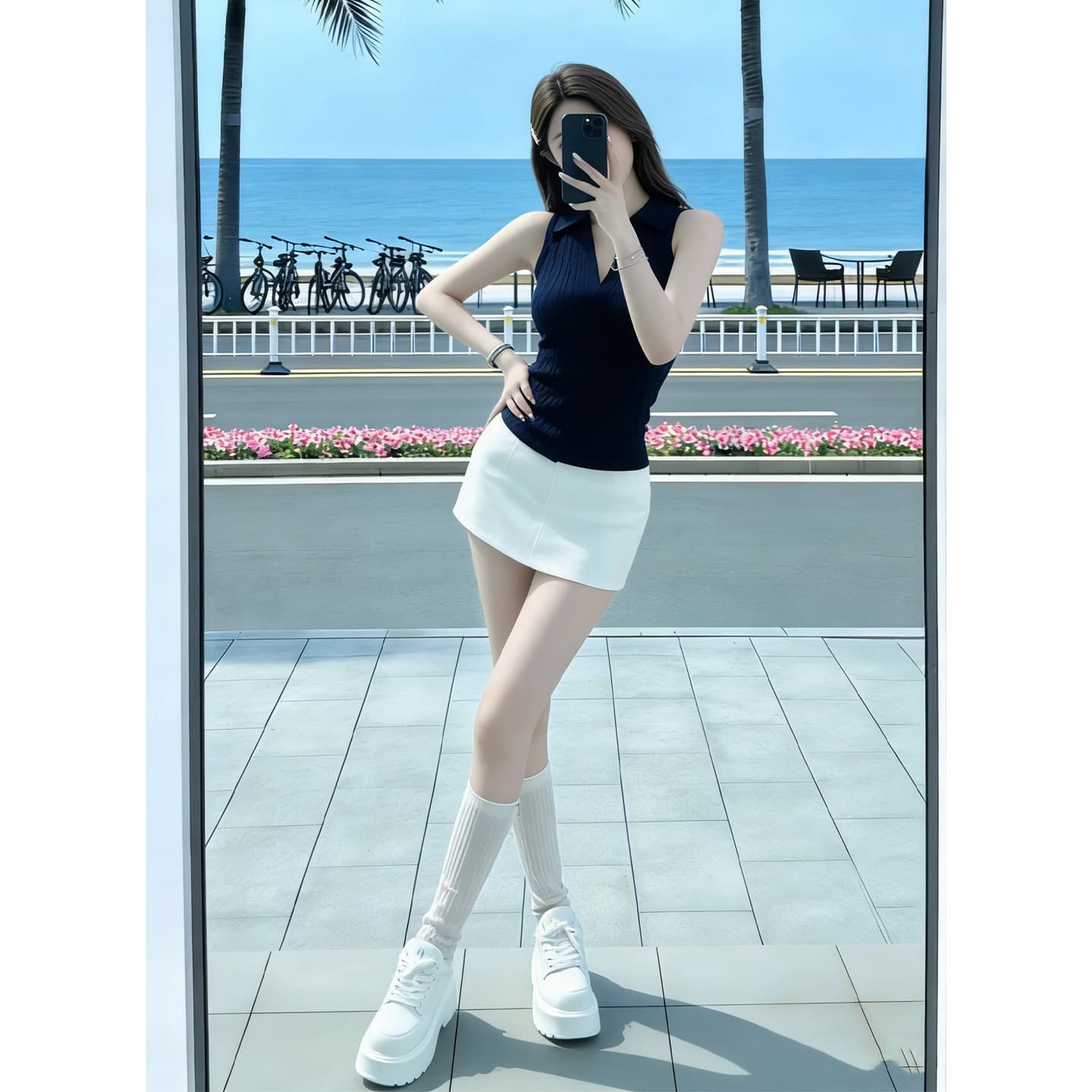 2026 Summer Korean Style One-Piece OOTD Outfit Elegant Turn-Down Collar Sleeveless Top and Short Skirt Two-Piece Set