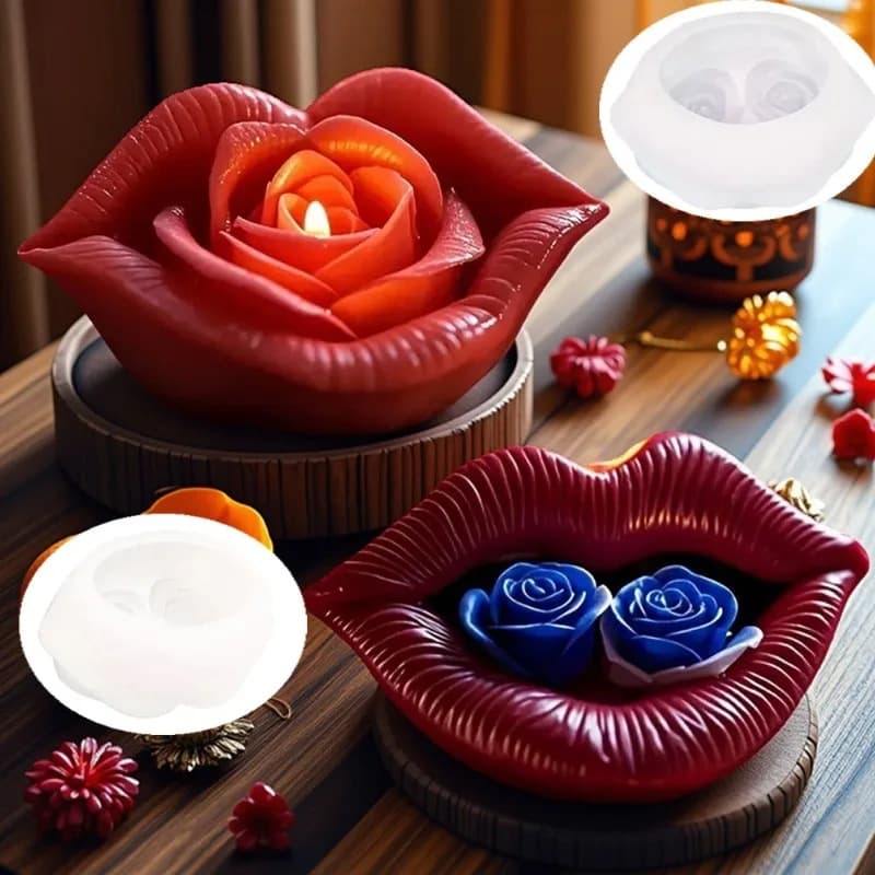 Lip Rose Flower Silicone Candle Mold DIY Candle Soap Plaster Craft Mold Valentine's Day Gift