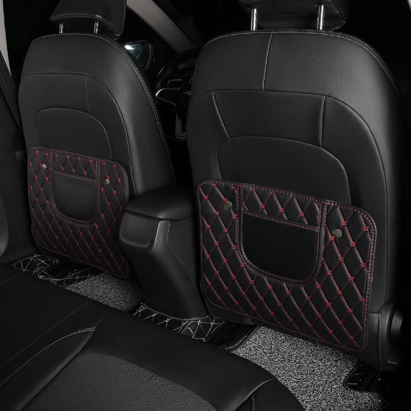 Cross-Border Hot Selling with Logo Printing Creative Cartoon Car Universal Rear Seat Storage Leather Anti-Kick Pad