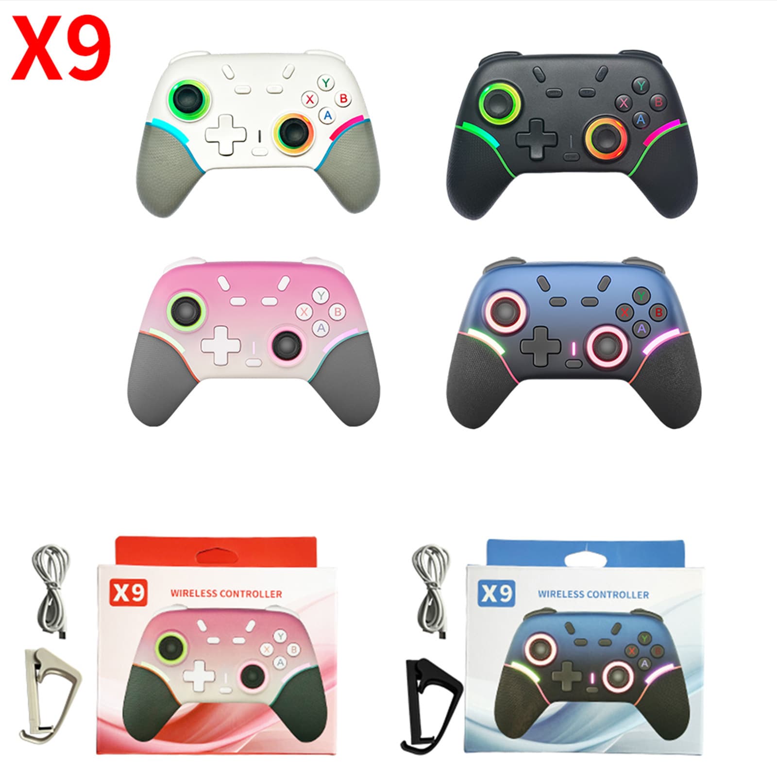 Switch game controller suitable for Nintendo Switch 2 wireless controller with RGB light and back button