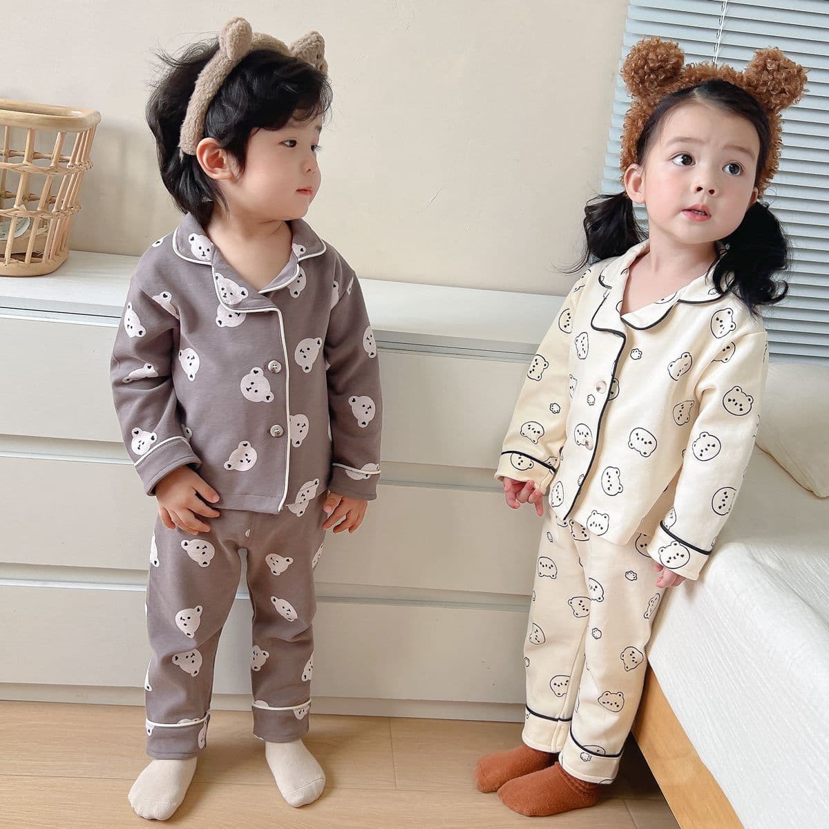 Children's Autumn and Winter Pajama Set New Arrival Baby Western Style Cardigan Kids Clothing Boys and Girls Long Sleeve Homewear