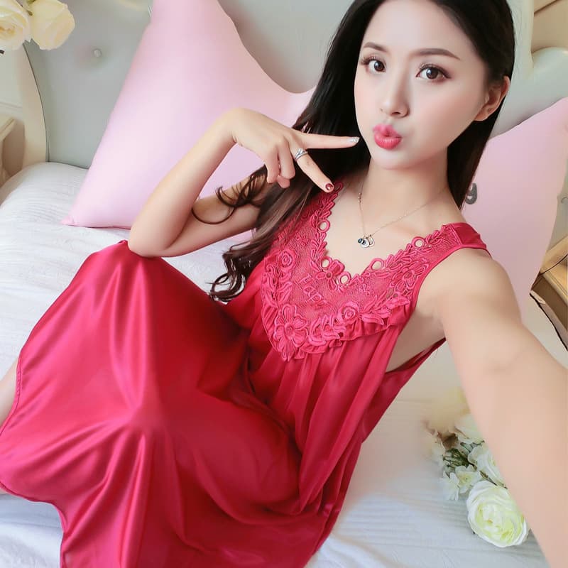 2026 Women's Summer Sleepwear Nightgown Lace Sleeveless Loose Plus Size Pajamas Factory Wholesale