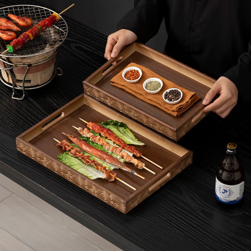 Japanese environmentally friendly paint bamboo tray outdoor barbecue special tray restaurant serving tray living room snack tea set storage tray