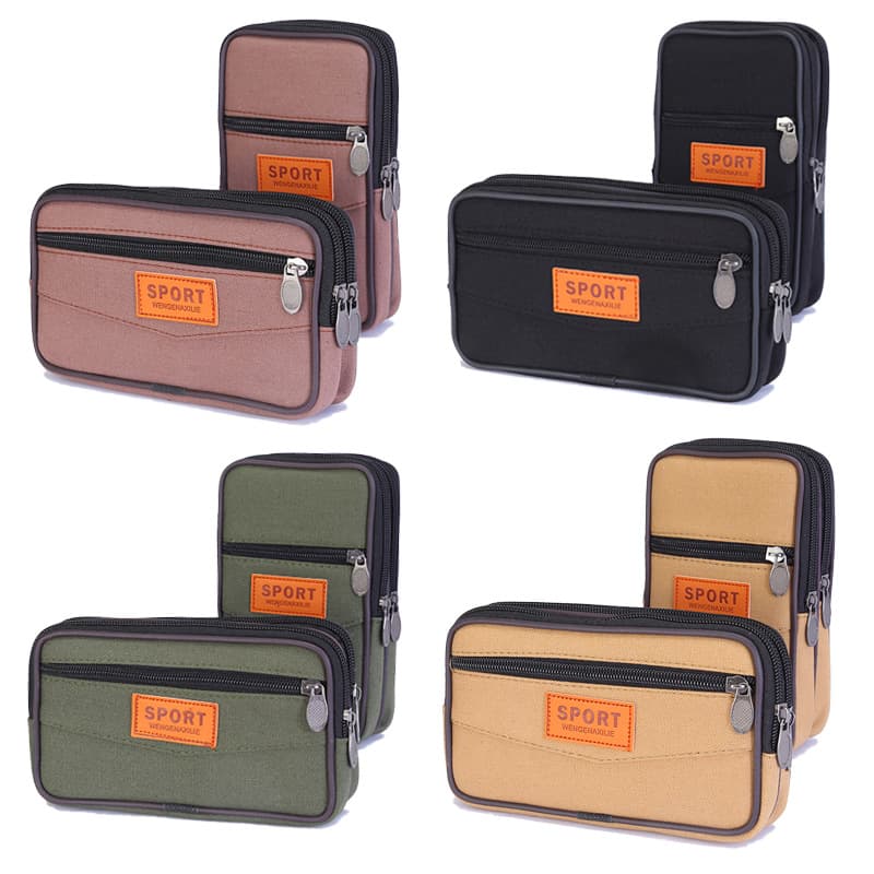 New Canvas Phone Pouch for Men, Belt Waist Bag Phone Case, Durable Sports Hanging Bag, Work Site Stall Waist Bag