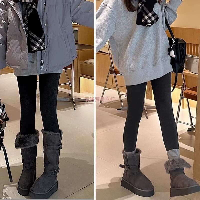 Personal Edition ~ Gray Snow Boots Women's 2025 Winter New Thick Sole Heightening Fleece-Lined Long Tube Snow Cotton Shoes