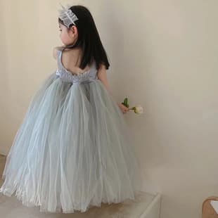 Summer Princess Dress Girls Formal Dress Flower Girl Wedding Little Girl Birthday Stylish Dress Children Tulle Dress