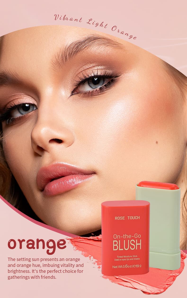 Cross-border Blush Cream, Natural Long-lasting Moisturizing Blush Stick, Rotating Contouring Stick, Water Glow Brightening Blush Cream