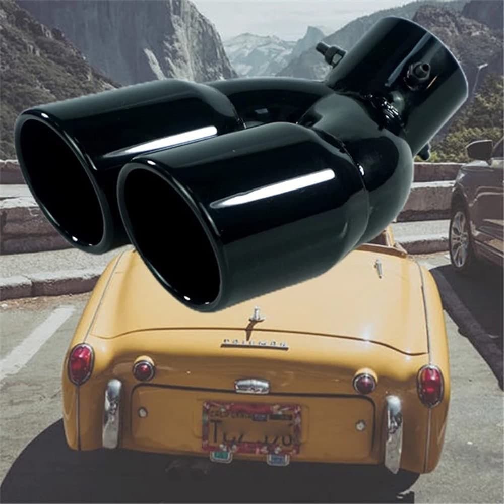 Black stainless steel exhaust pipe 63 76 MM interface double pipe straight curved tail throat silencer silencer tail