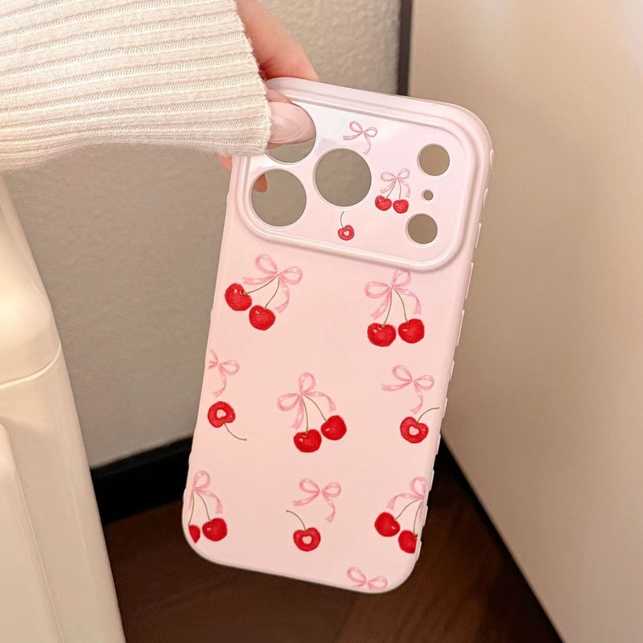 Suitable for side love apple 17pro mobile phone case bow cherry iphone16promax14/15/16