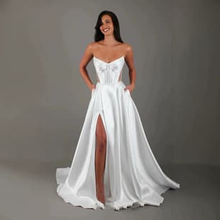 Strapless Satin Wedding Dress 2026 New Summer Bride Slim Small Train Luxurious Corset Wedding Gown