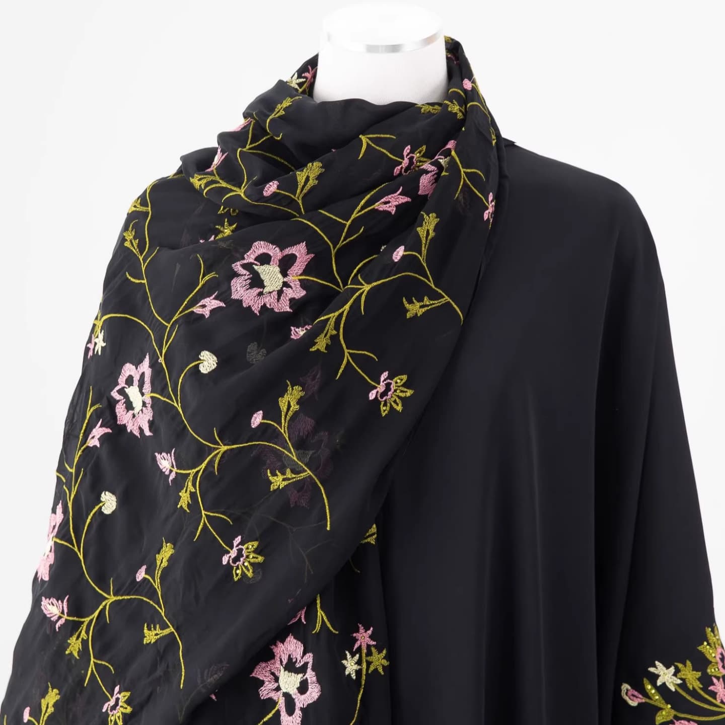 Vine Embroidery Chiffon Elegant Two-Piece Headscarf Ethnic Style Dress
