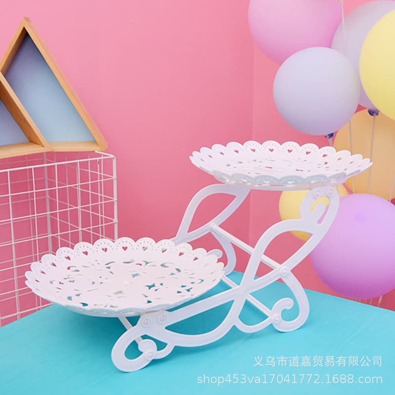 Factory Direct Creative Fruit Tray Afternoon Tea Dessert Stand Ornament European Style Display Rack Three-Tier Cake Plate
