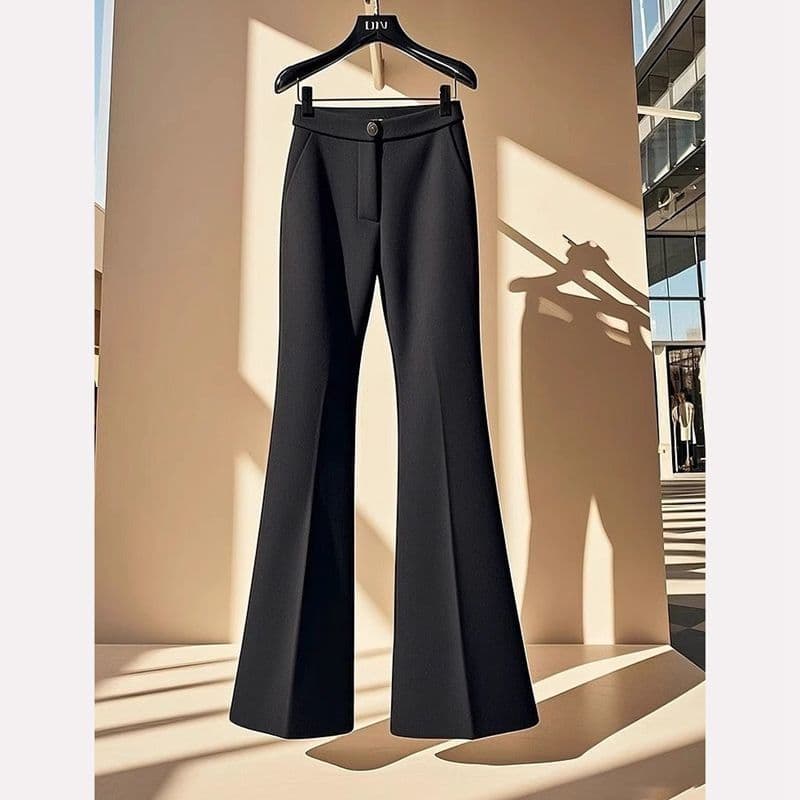 Velvet micro-flare pants for women 2025 autumn and winter black high-waist slim slim stretch warm casual suit pants