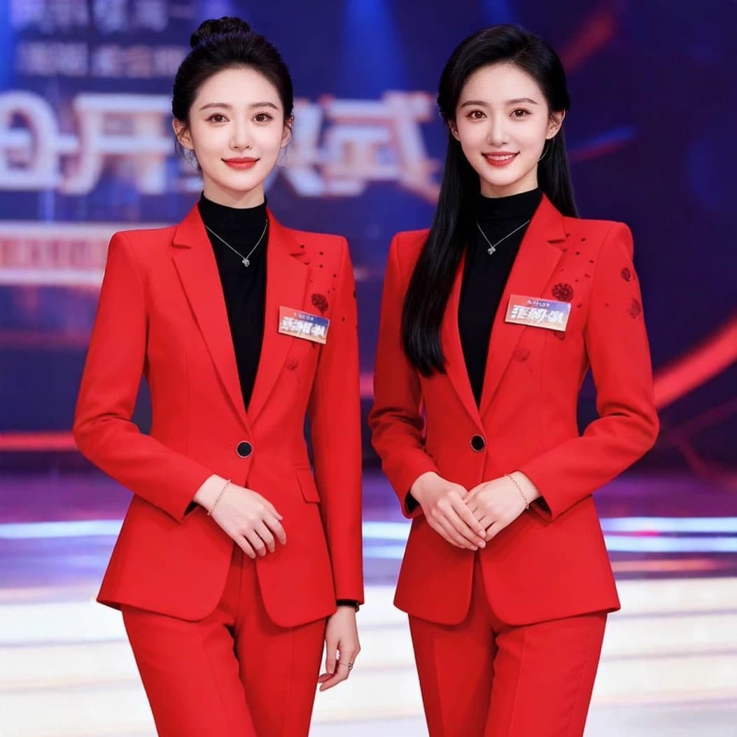 Red Blazer Suit for Women, Elegant Goddess Style, Event Hosting Uniform, Formal Occasion Professional Blazer
