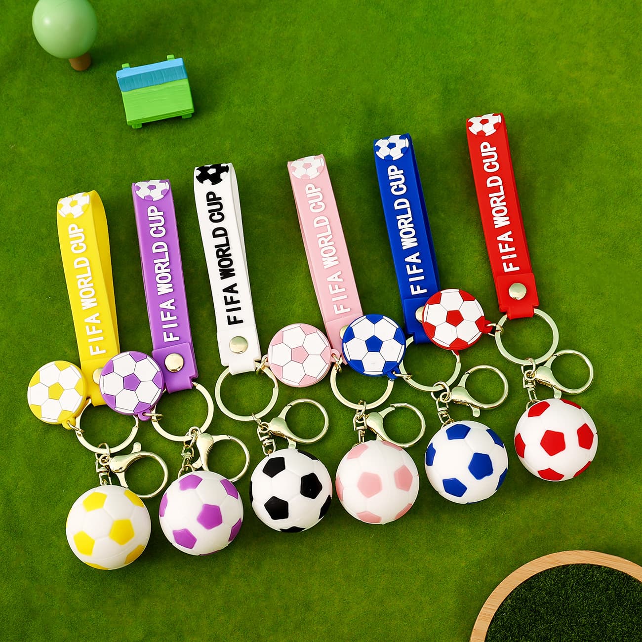 Cartoon football keychain small pendant World Cup peripheral souvenir key chain football school bag pendant small gift