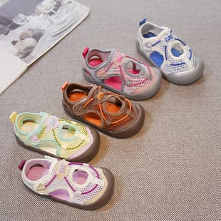 Dopamine Children's Sandals Closed Toe Summer Ice Feel Single Mesh Shoes Girls' Sports Shoes Mesh Beach Shoes Boys' Sandals