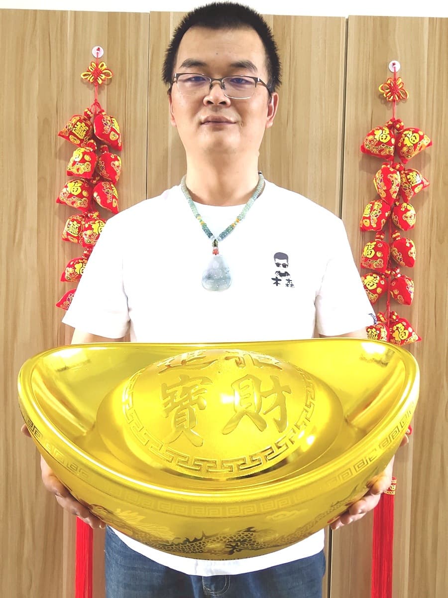 Gold Ingot Ornament Home Candy Box, Spring Festival New Year Decoration Prop, Plastic Hollow Simulated Large Ingot