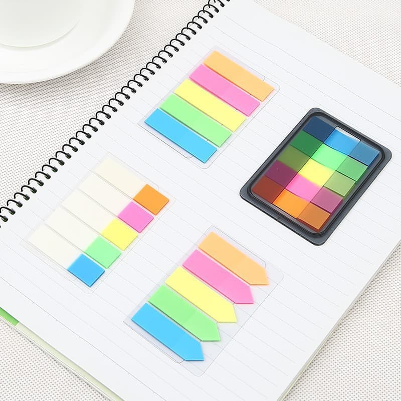 Index Sticky Notes Ins Style Sticky Notes Transparent Sticky Notes Strip Plastic Film Fluorescent Color Arrow Strong Adhesion Indicator N Times Sticky