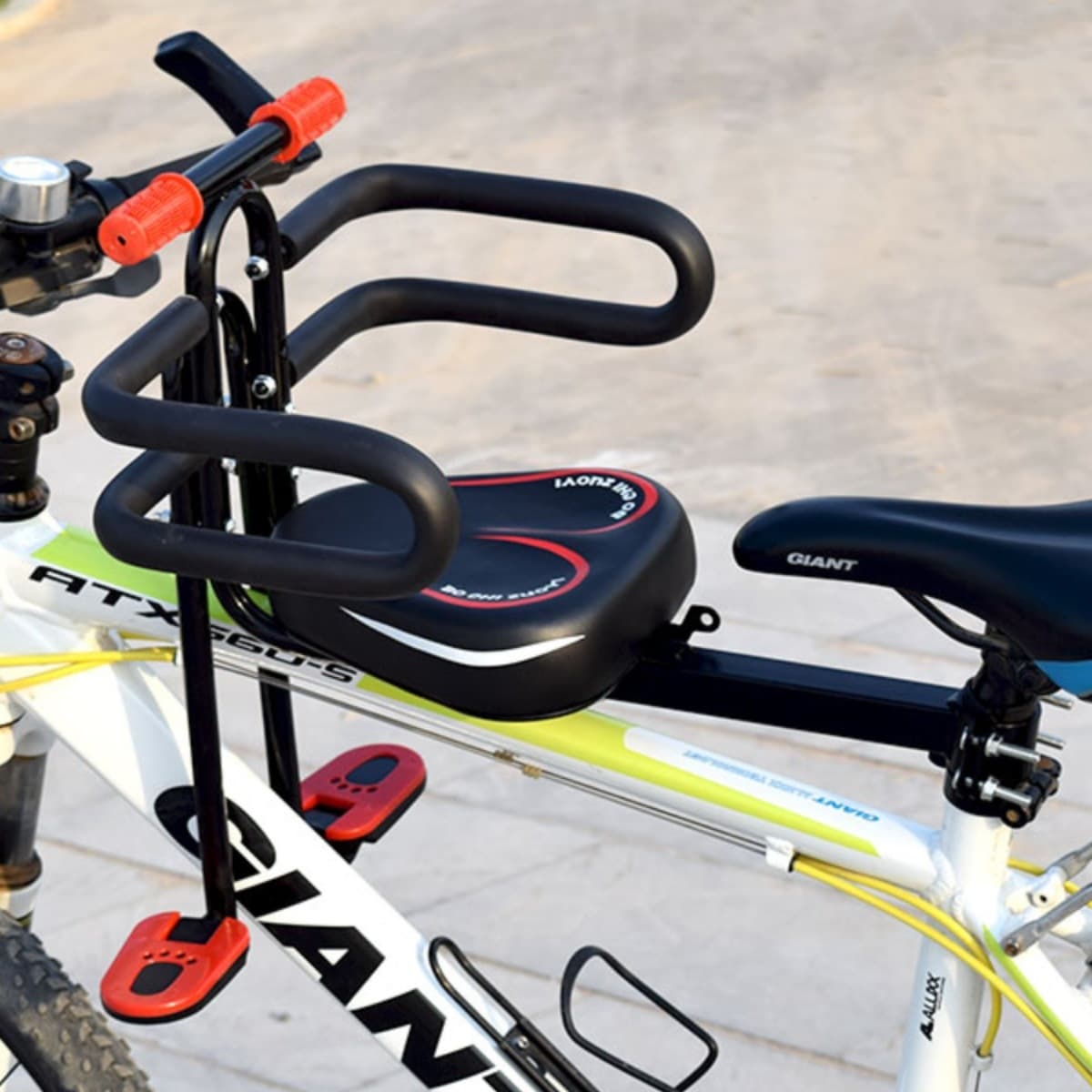 Mountain Bike Child Front Seat for Electric Bicycle, Baby Toddler Seat with Pedals, Speed Bike