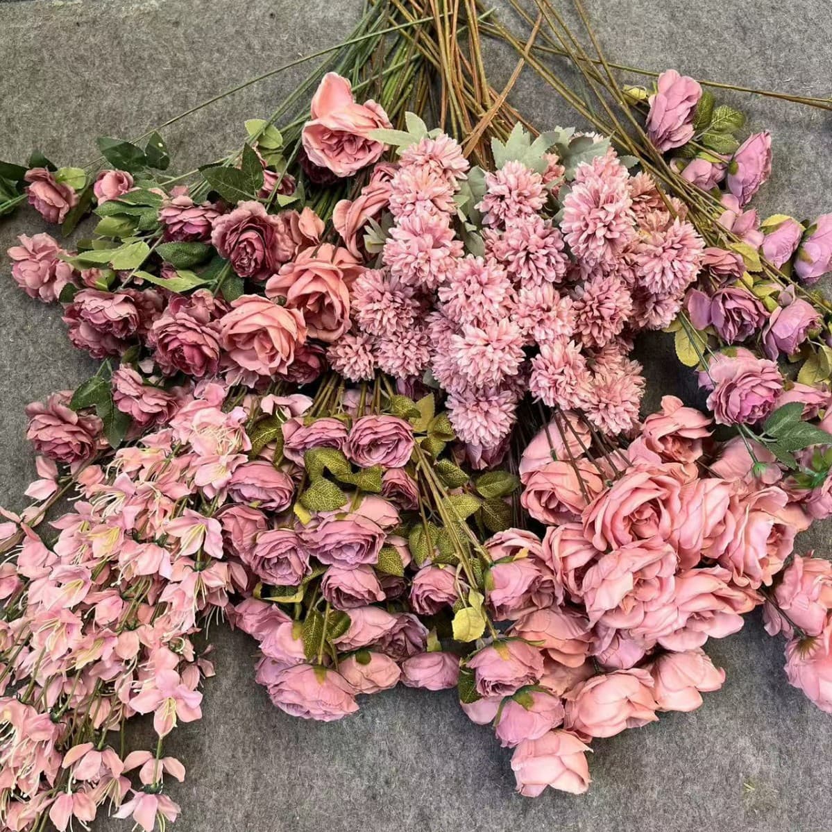 Mauve Flower Material Wedding Artificial Flower Hydrangea Rose Flying Line Flower Wedding Hall Decoration Floor Row Path Guide Decoration