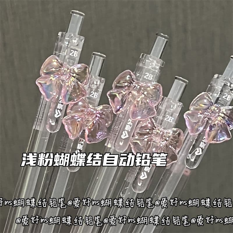 Hobby Crystal Bow Automatic Pencil Girl Heart Ins Simple 0.5/0.7 High Appearance Transparent Mechanical Pencil