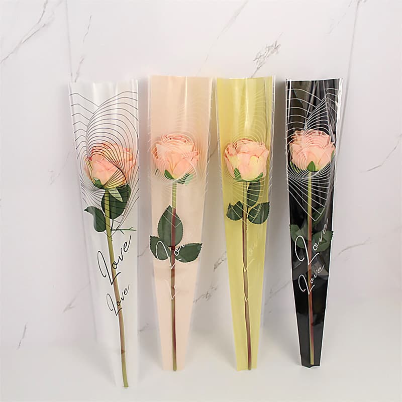 Mother's Day love fashion single bag flower shop packaging bouquet bag opp flower bag packaging diy materials wholesale