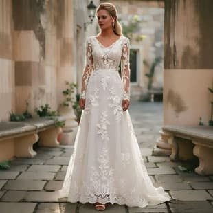 Lace Long Sleeve Mermaid Wedding Dress Slim Fit Small Train 2026 French Vintage Outdoor Lawn Bride Main Wedding Dress