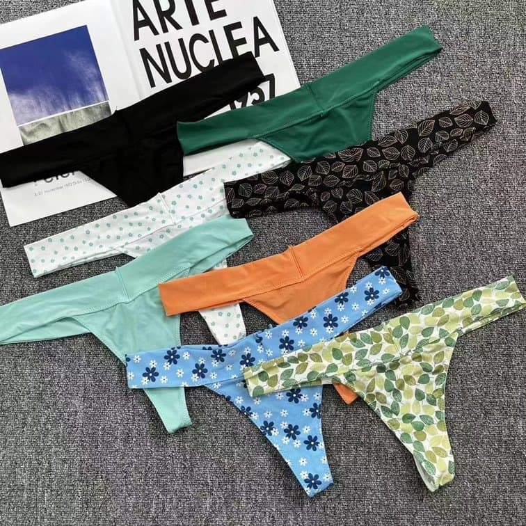 Women's One-Piece Brazilian Triangle Lace Thong with Cotton Lace Underwear