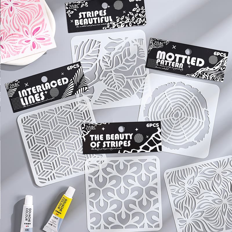 Yuezhen Texture Chapter Hand Copy Report Template Hollow Drawing Retro Pet Painting Template Hollow Template White PET Material