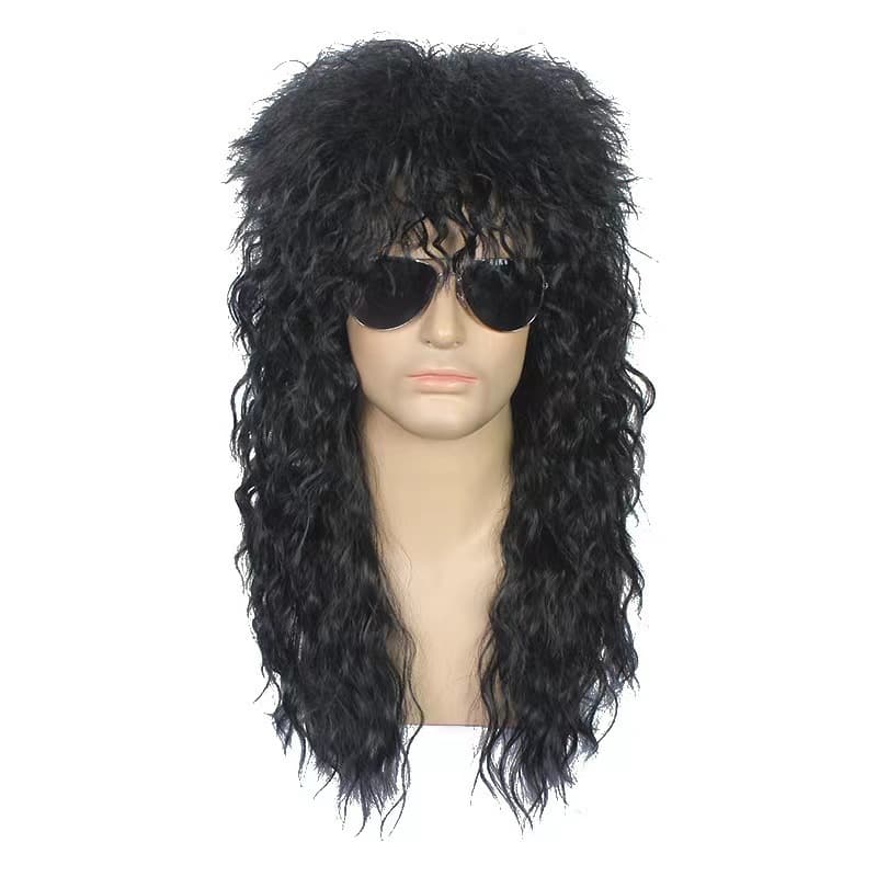 Cross-Border Punk Wig Long Curly Hair European American Men's Rock Fluffy Long Hair Halloween Cosplay Costume Party Wig