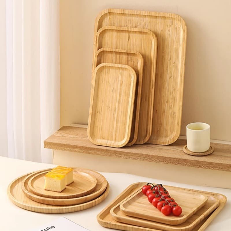 Japanese ins bamboo breakfast plate afternoon tea coffee dessert plate home hotel serving service plate tray