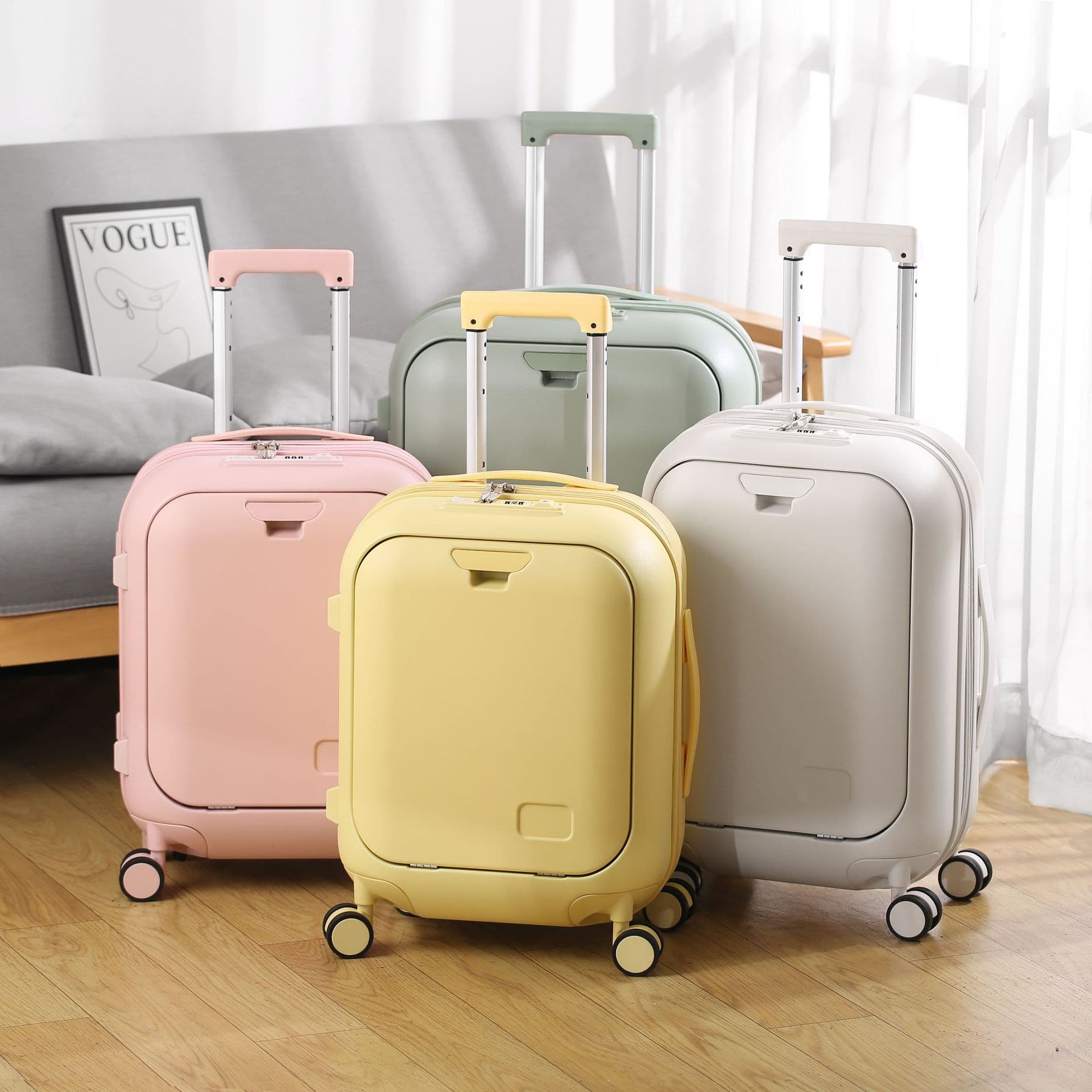 Fresh Front Zipper Computer Case All Aluminum Carry-On Bubble Travel Suitcase 18 Inch Boarding Box Lightweight Durable