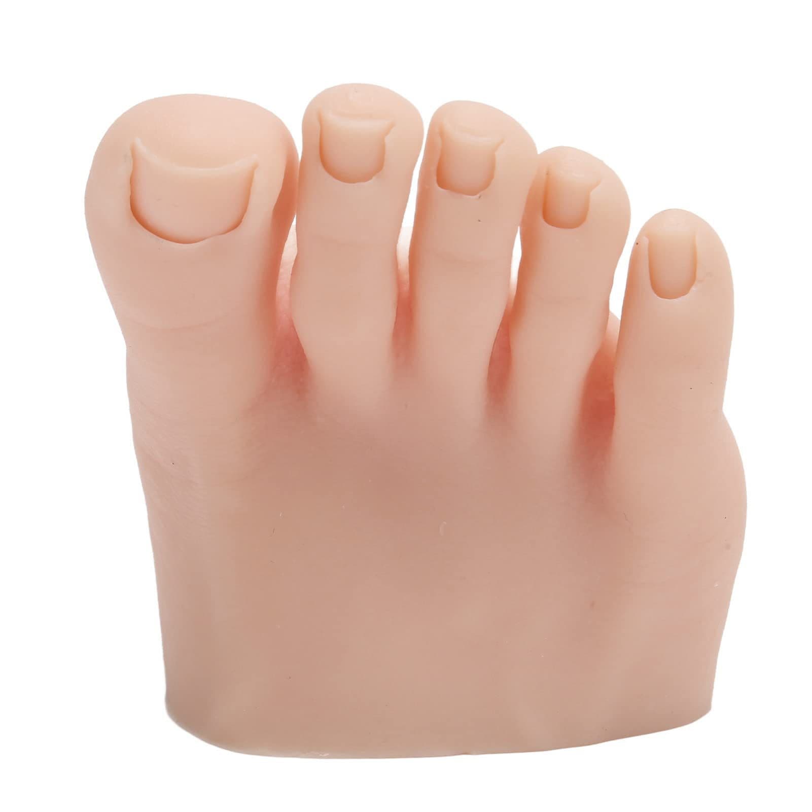 Silicone Fake Toe Model for Nail Art Practice, Tattoo Fake Foot Model with Insertable Toes, Nail Art Practice Teaching Aid
