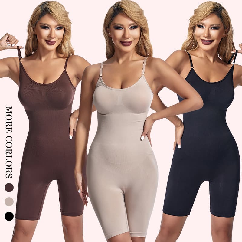 Body Shaper Bodysuit with Butt Lift, Tummy Control, Boy Shorts, Open Crotch, Postpartum Waist Shaping, Torso Slimming, Chest Support, Strappy Shapewear