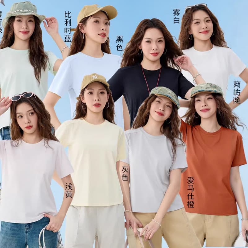 New round neck solid color short-sleeved T-shirt for women casual slimming 2026 spring and summer loose breathable versatile large size top for women