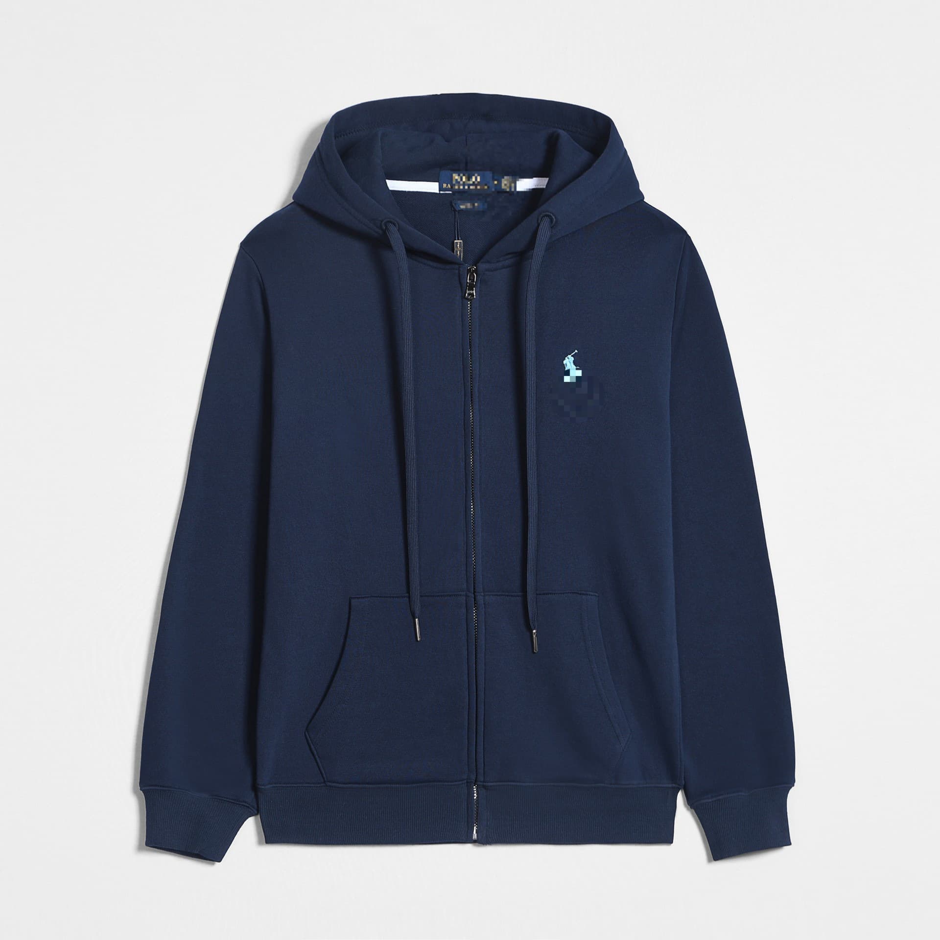 RL Versatile Spring/Fall Men's Thin Oversized Hooded Cardigan Solid Color Zip-Up Sweatshirt Polo Pony Embroidery Casual Jacket
