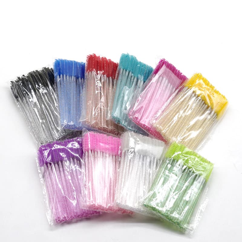New crystal handle colored eyelash comb, eyebrow comb, portable eyelash brush, multi-purpose small brush, 50 pieces per pack