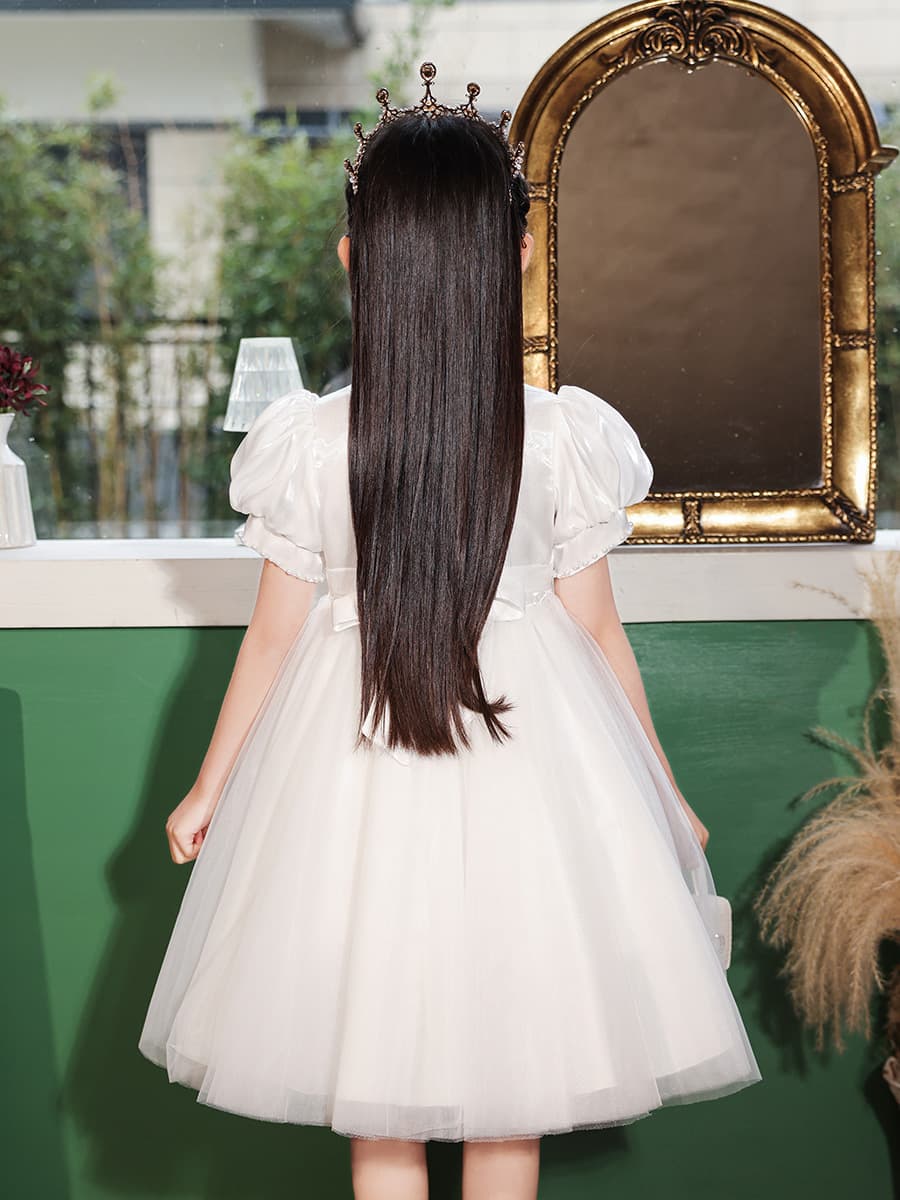 Kids Princess Dress Summer Flower Girl Birthday Wedding Host Little Girl High-End Catwalk Piano Performance Costume