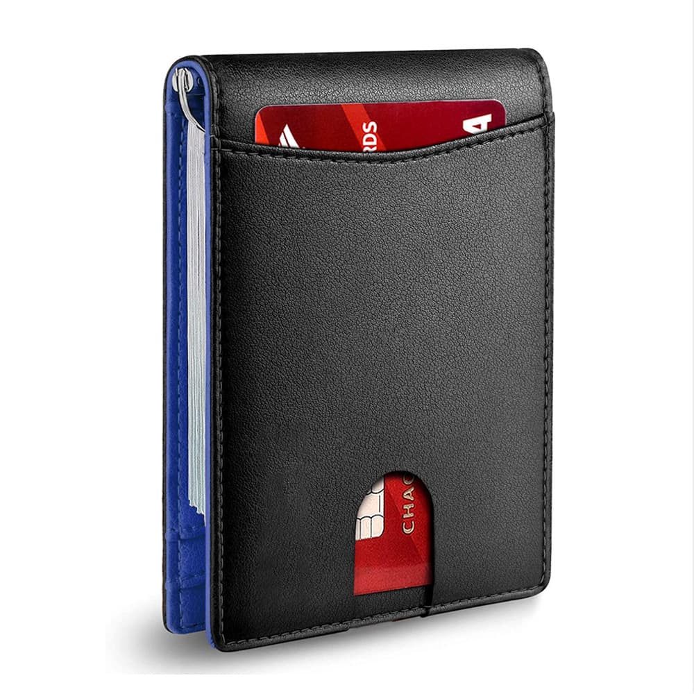 Cross-border popular dollar bill clip, simple multi-card slot microfiber card holder, carbon fiber pattern RFID wallet, ready-made wallet with 20% off