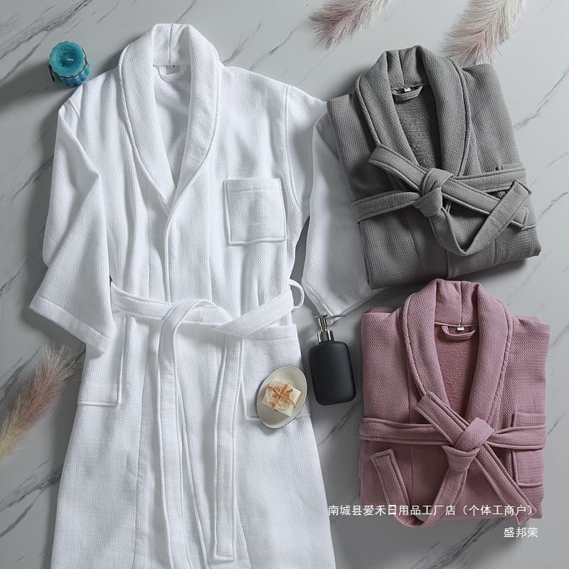 100% pure cotton towel material, all-season, extra-long bathrobe, men's and women's bath skirt/night robe, hotel/beauty salon bathrobe