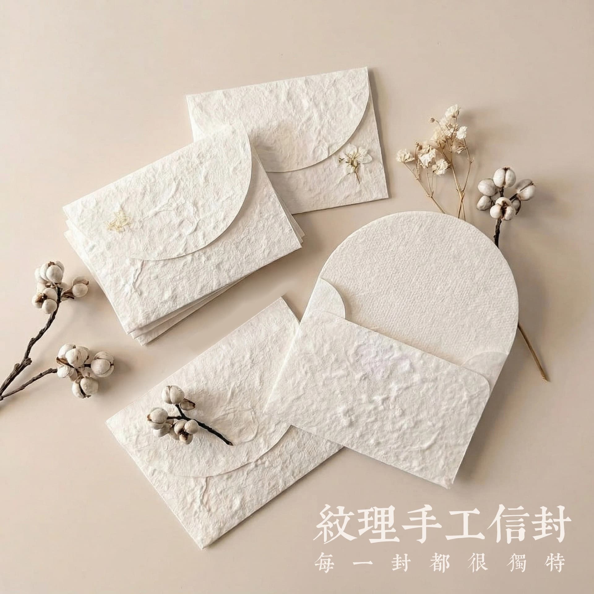 Premium Handcrafted White Textured Envelope with Cotton-Feel Specialty Paper, Three-Dimensional Texture, Precision-Cut, Artisan-Quality Envelope