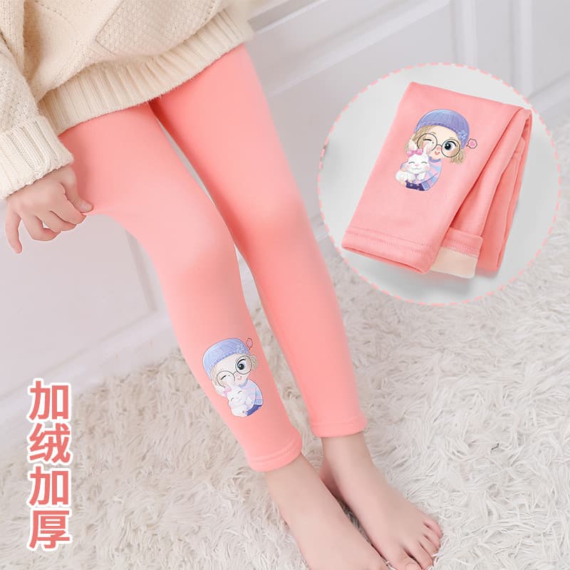 Children's Leggings for Girls, Autumn/Winter Fleece-Lined Thermal Leggings, One-Piece Fleece Warm Pants, Baby Cotton Pants