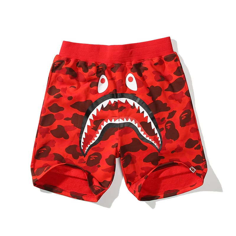 Cross-border in-stock fast shipping BAPE Shark Camo youth casual shorts mid-length men's pure cotton shorts loose sweatpants